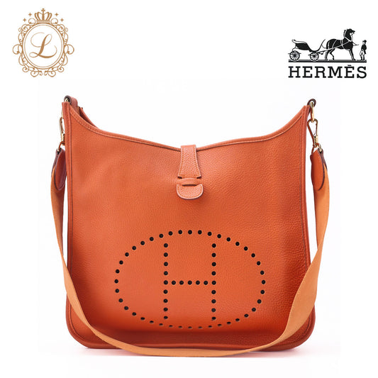 HERMES Evelyn GM 1 Ann Shoulder Bag, Tryon Orange, Gold-Tone Hardware, Pre-Owned - Vintage La Charme