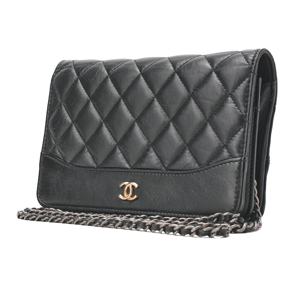 CHANEL Chain Wallet Matelasse Vintage Calf Black Gold-Tone Hardware Pre-Owned - Vintage La Charme