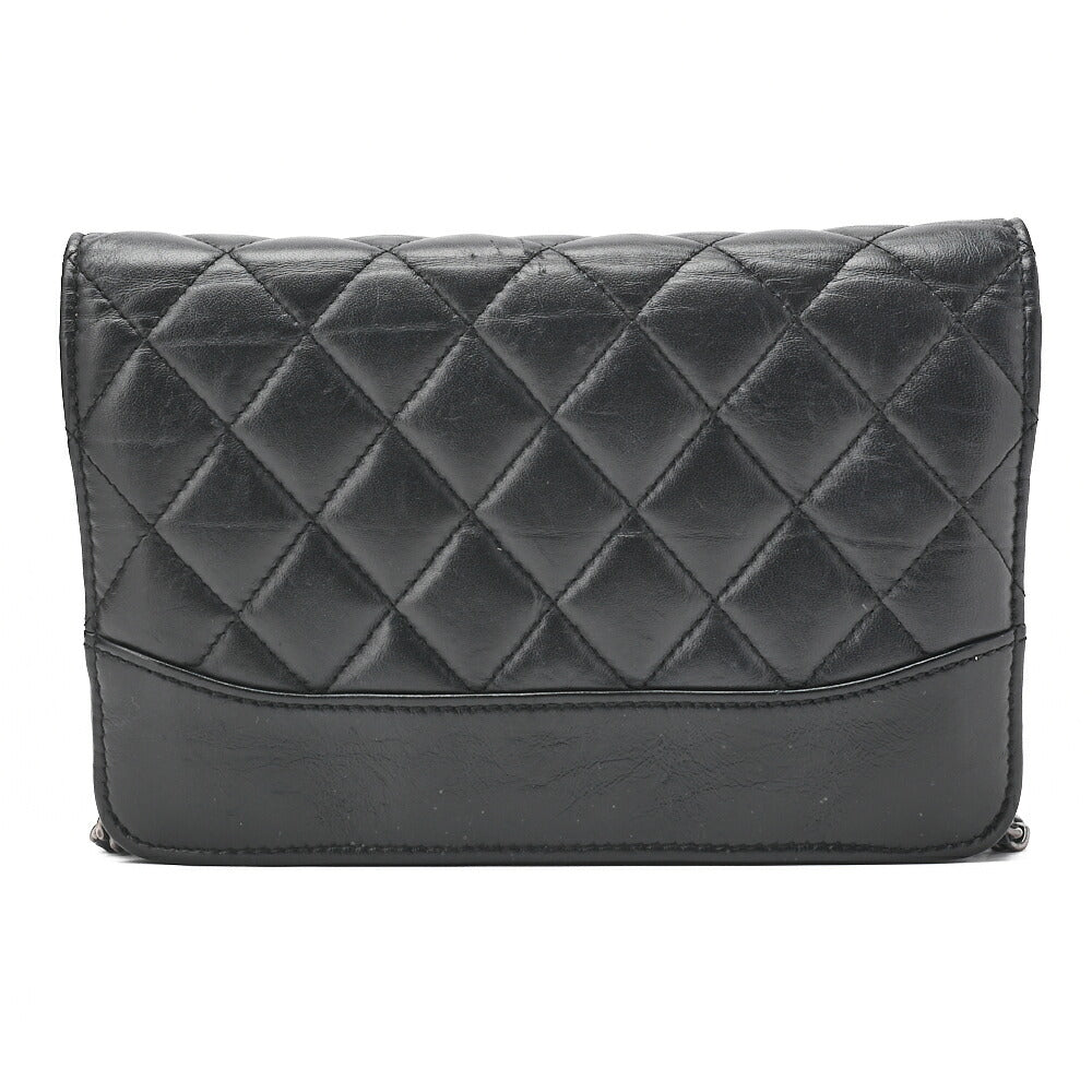 CHANEL Chain Wallet Matelasse Vintage Calf Black Gold-Tone Hardware Pre-Owned - Vintage La Charme