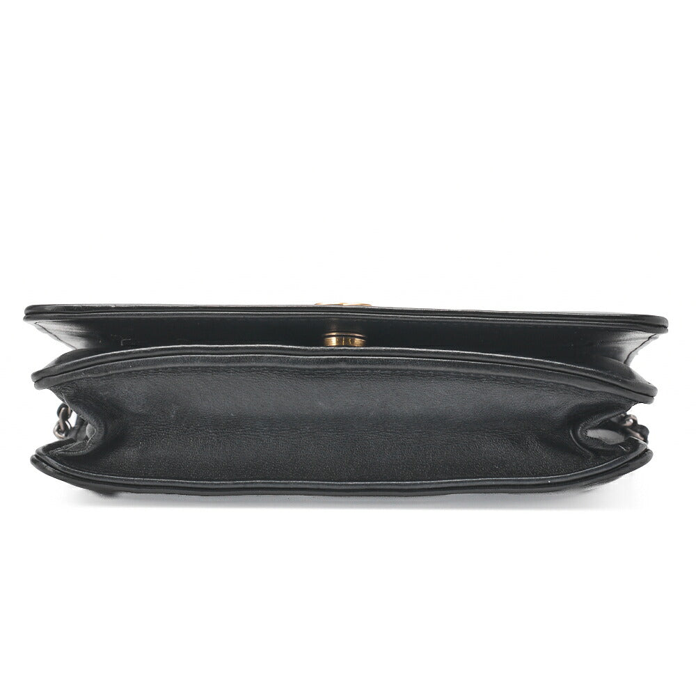 CHANEL Chain Wallet Matelasse Vintage Calf Black Gold-Tone Hardware Pre-Owned - Vintage La Charme