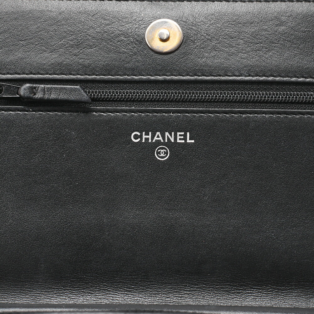 CHANEL Chain Wallet Matelasse Vintage Calf Black Gold-Tone Hardware Pre-Owned - Vintage La Charme