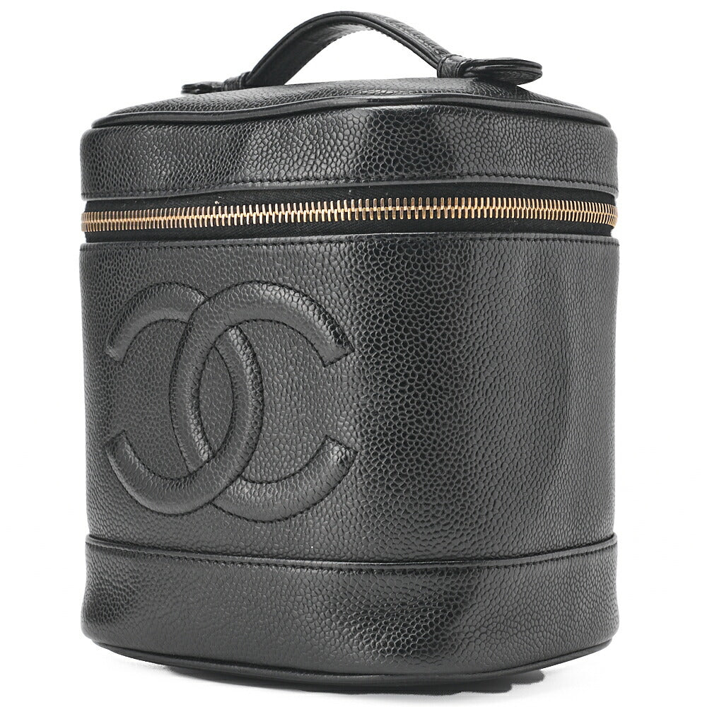 CHANEL Coco Mark Vanity Handbag Caviar Skin Black Gold-Tone Hardware Pre-Owned - Vintage La Charme