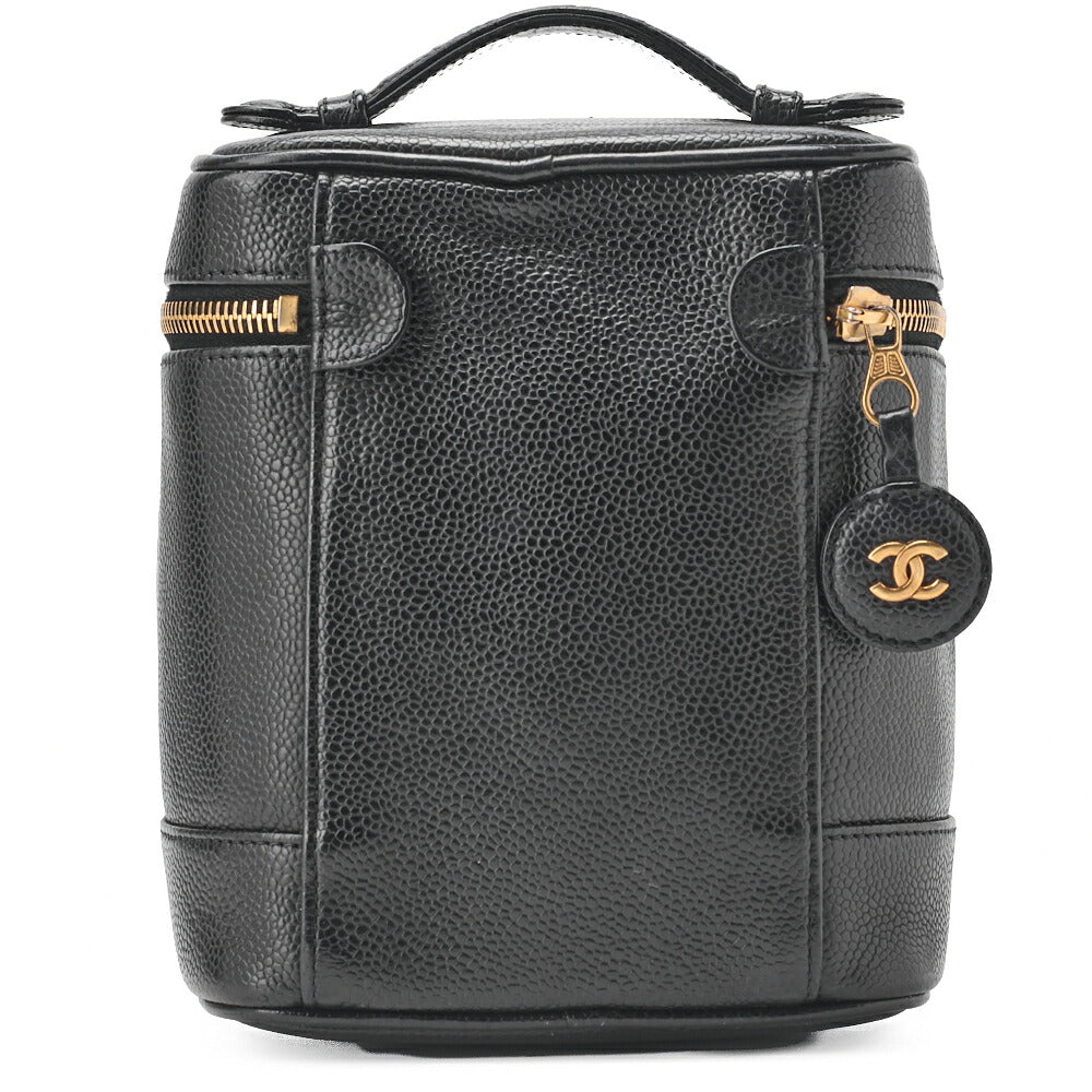 CHANEL Coco Mark Vanity Handbag Caviar Skin Black Gold-Tone Hardware Pre-Owned - Vintage La Charme