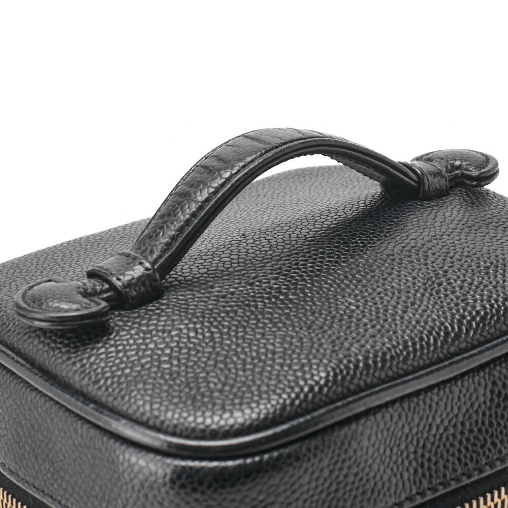 CHANEL Coco Mark Vanity Handbag Caviar Skin Black Gold-Tone Hardware Pre-Owned - Vintage La Charme
