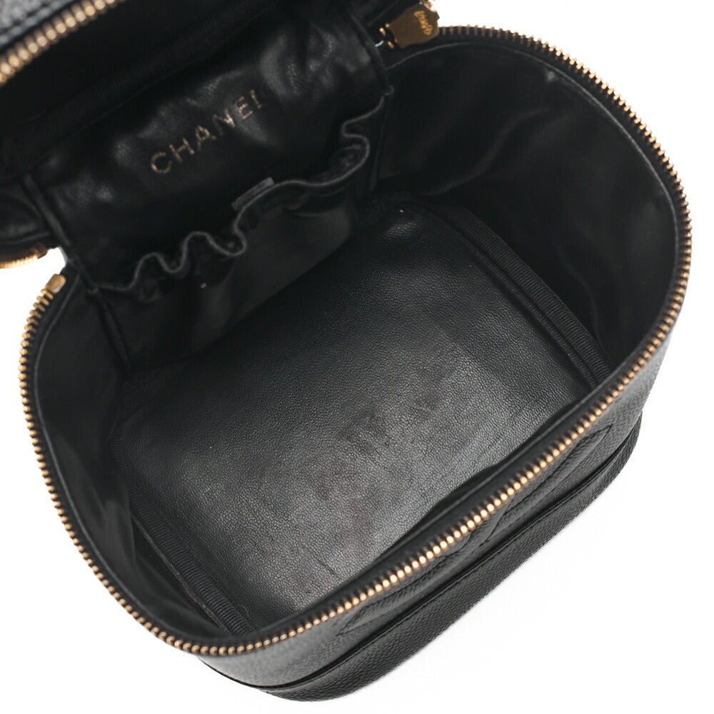 CHANEL Coco Mark Vanity Handbag Caviar Skin Black Gold-Tone Hardware Pre-Owned - Vintage La Charme