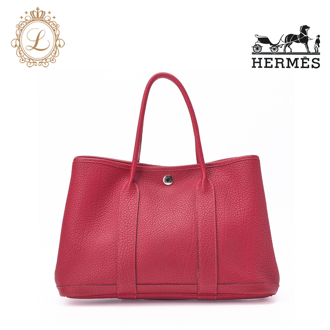 HERMES Shoulder Bag, Garden Party TPM, Negonda, Rouge, Silver-Tone Hardware, Pre-Owned - Vintage La Charme
