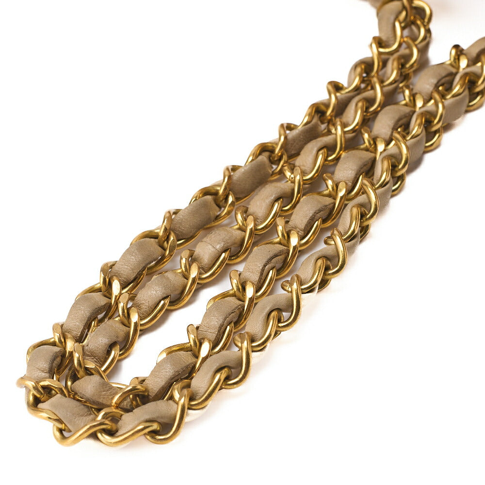 CHANEL Chain Shoulder Bag Matelasse Lambskin Beige Gold-Tone Hardware Pre-Owned - Vintage La Charme
