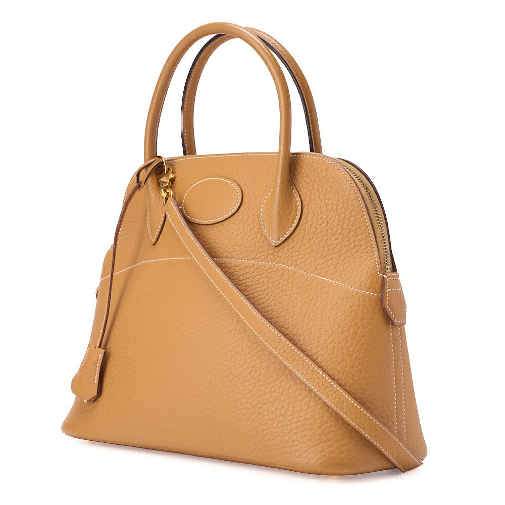 HERMES Bolide 31 Handbag Shoulder Bag Fjord Leather Natural Gold-Tone Hardware Pre-Owned - Vintage La Charme