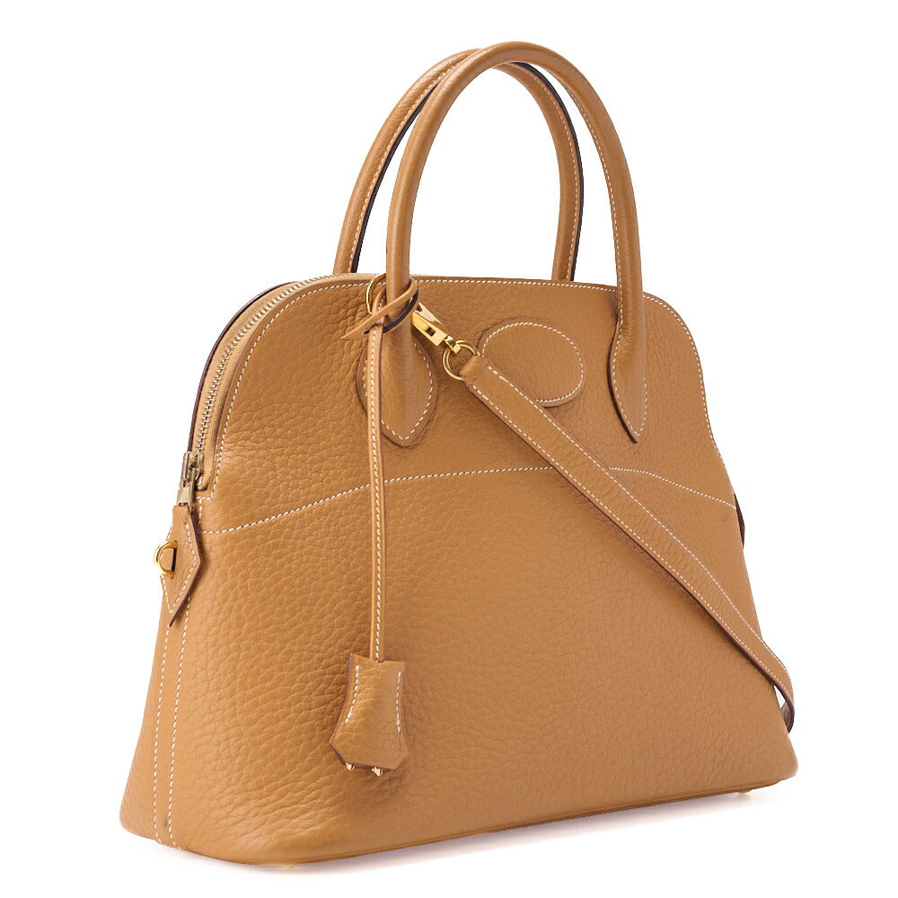 HERMES Bolide 31 Handbag Shoulder Bag Fjord Leather Natural Gold-Tone Hardware Pre-Owned - Vintage La Charme