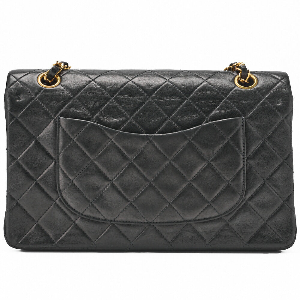CHANEL Shoulder Bag Matelasse Double Flap Lambskin Black Gold-Tone Hardware Pre-Owned - Vintage La Charme