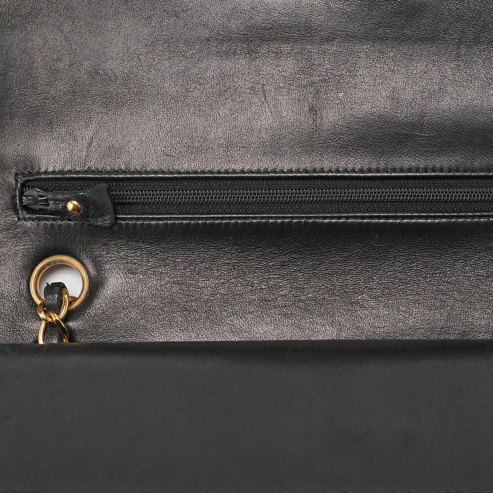 CHANEL Shoulder Bag Matelasse Double Flap Lambskin Black Gold-Tone Hardware Pre-Owned - Vintage La Charme