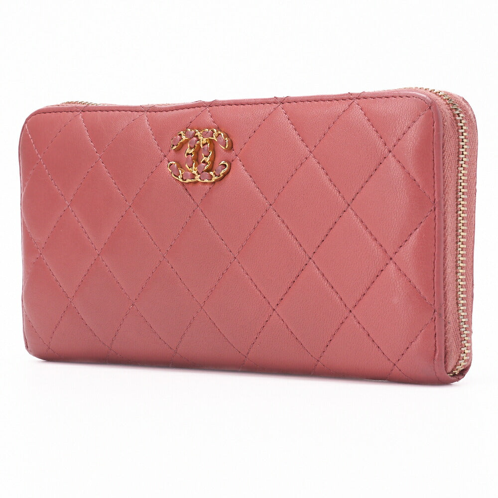 CHANEL Wallet, Matelasse, Lambskin, Pink, Gold-Tone Hardware, Pre-Owned - Vintage La Charme