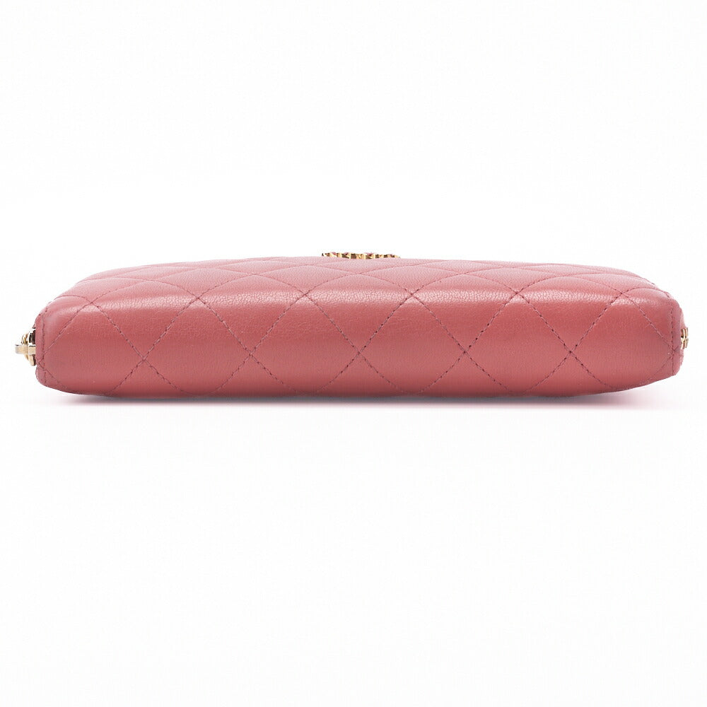 CHANEL Wallet, Matelasse, Lambskin, Pink, Gold-Tone Hardware, Pre-Owned - Vintage La Charme