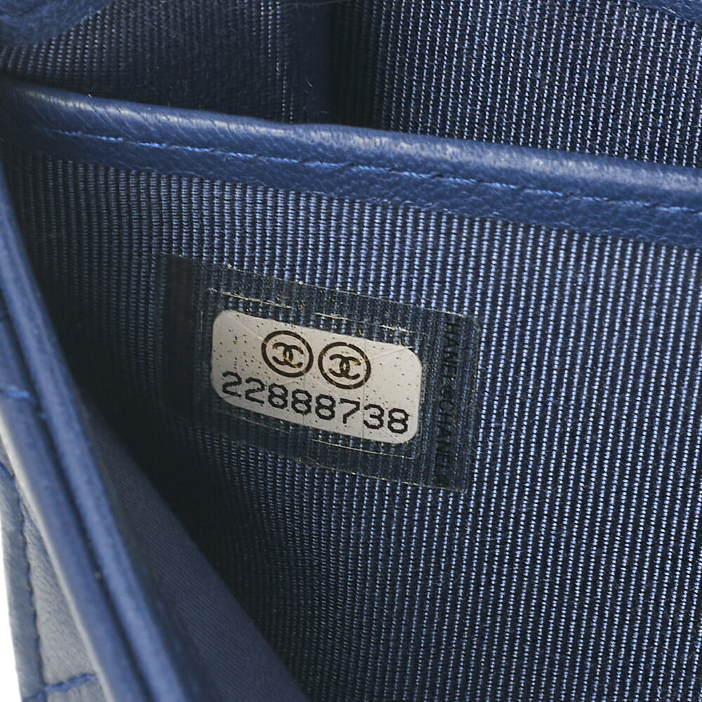 CHANEL Bi-Fold Long Wallet Matelasse Lambskin Blue Silver-Tone Hardware Pre-Owned - Vintage La Charme