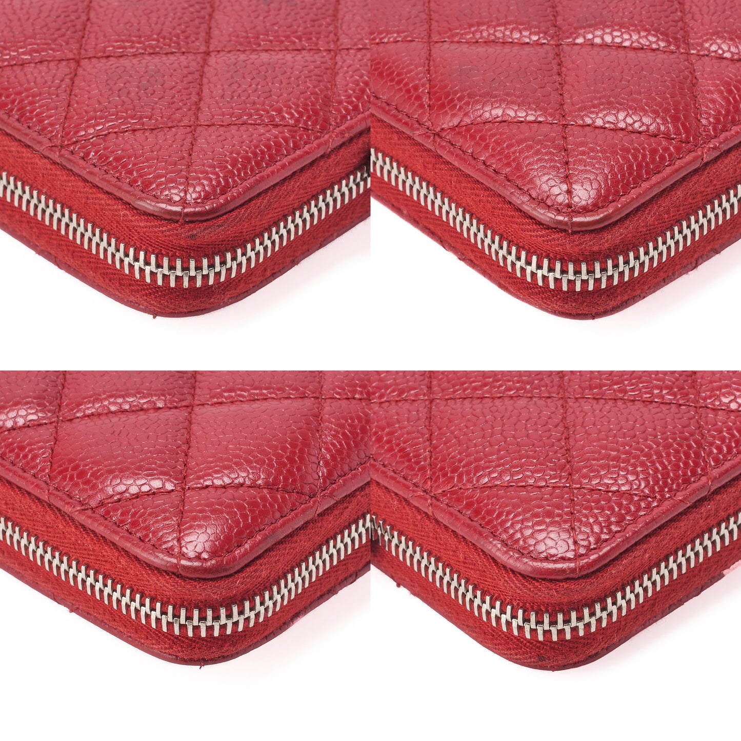 CHANEL Round Wallet Matelasse Caviar Leather Red Silver-Tone Hardware Pre-Owned - Vintage La Charme