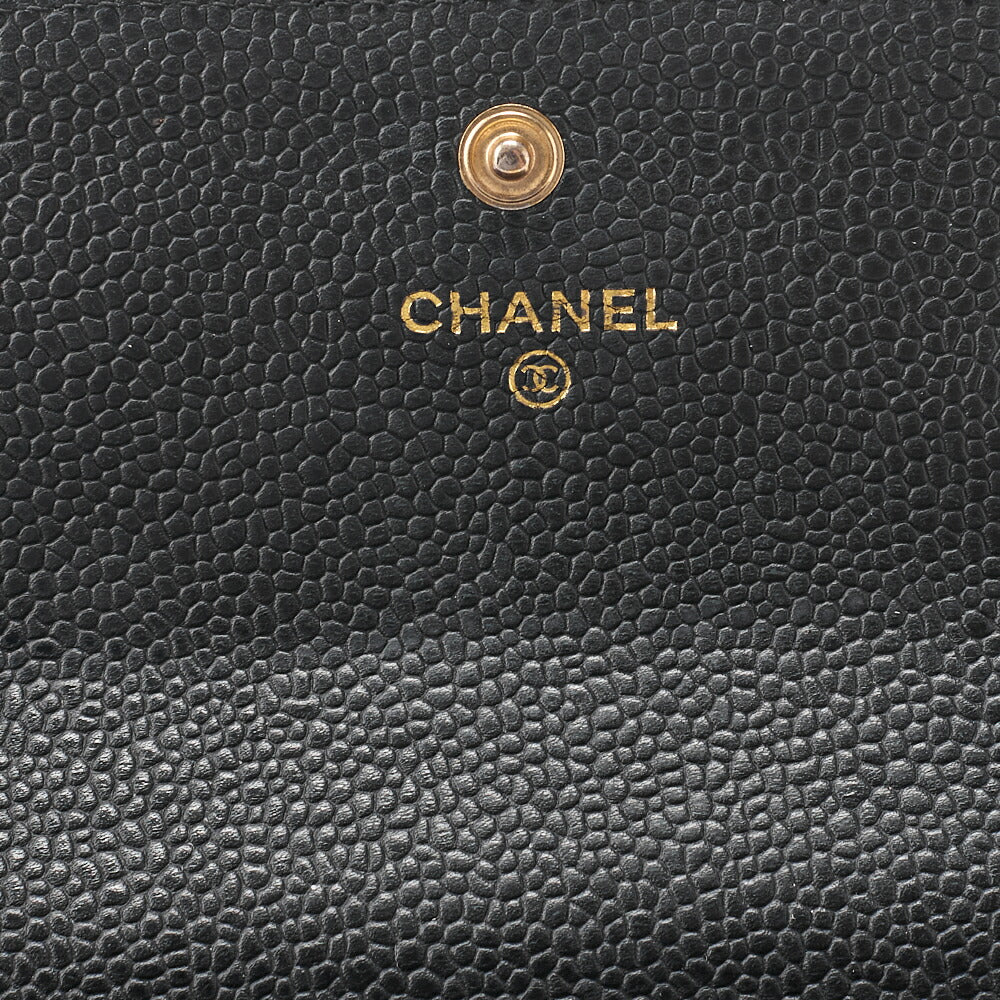CHANEL Round Long Wallet, Matelasse, Caviar Skin, Black, Gold-Tone Hardware, Pre-Owned - Vintage La Charme