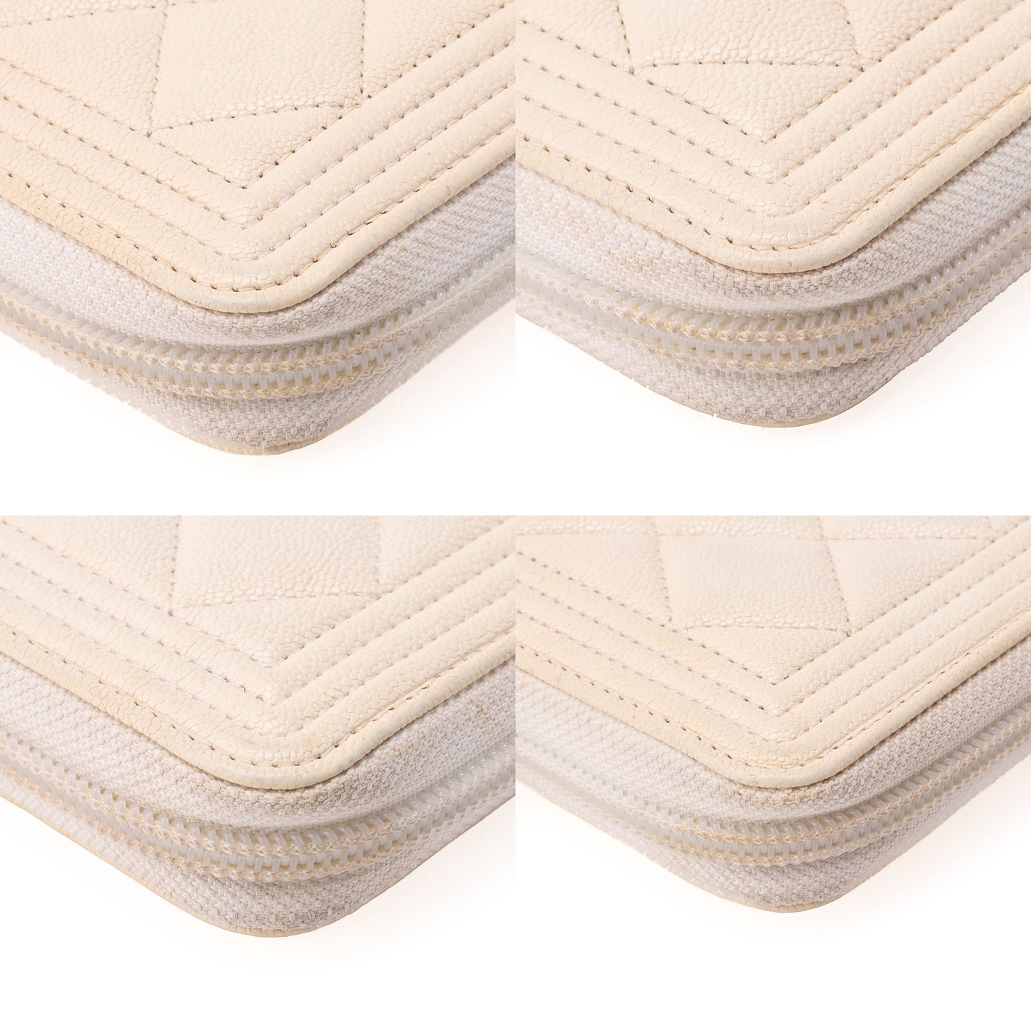 CHANEL Boy Chanel Matelasse Round Long Wallet Caviar Skin Ivory Gold-Tone Hardware Pre-Owned - Vintage La Charme