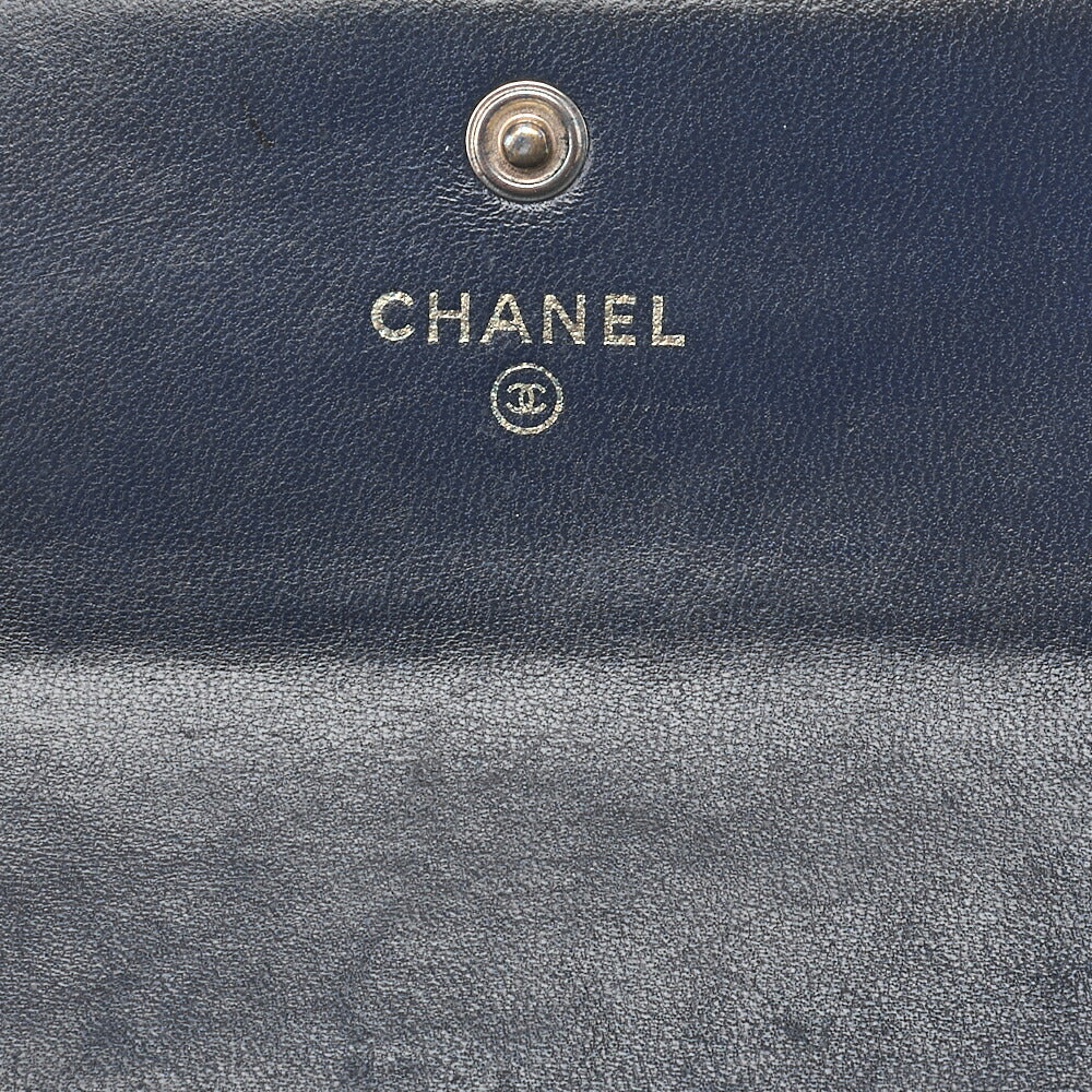 Chanel Boy Chanel V-Stitch Round Long Wallet Caviar Skin Navy Gold-Tone Hardware Pre-Owned - Vintage La Charme