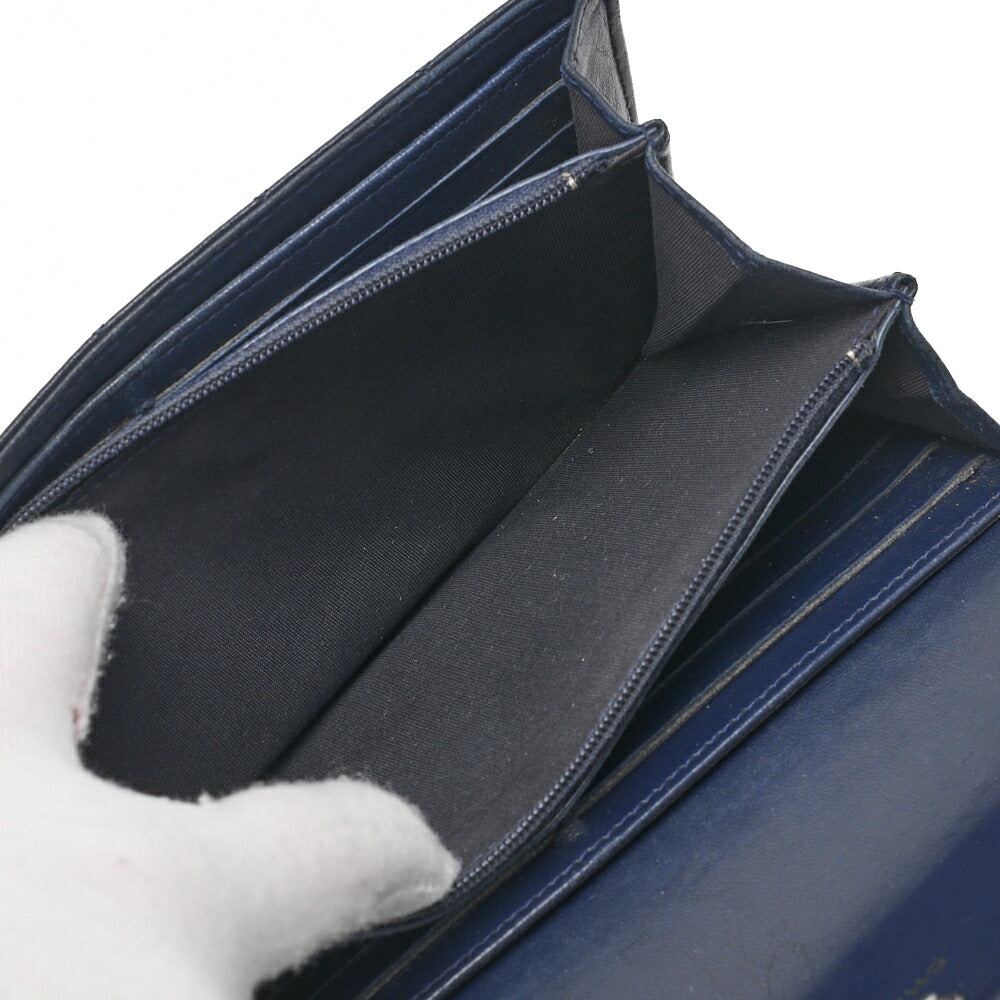 Chanel Boy Chanel V-Stitch Round Long Wallet Caviar Skin Navy Gold-Tone Hardware Pre-Owned - Vintage La Charme