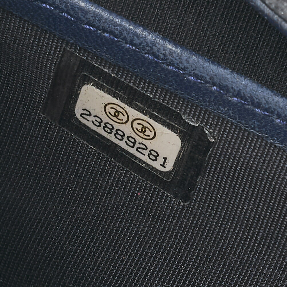 Chanel Boy Chanel V-Stitch Round Long Wallet Caviar Skin Navy Gold-Tone Hardware Pre-Owned - Vintage La Charme