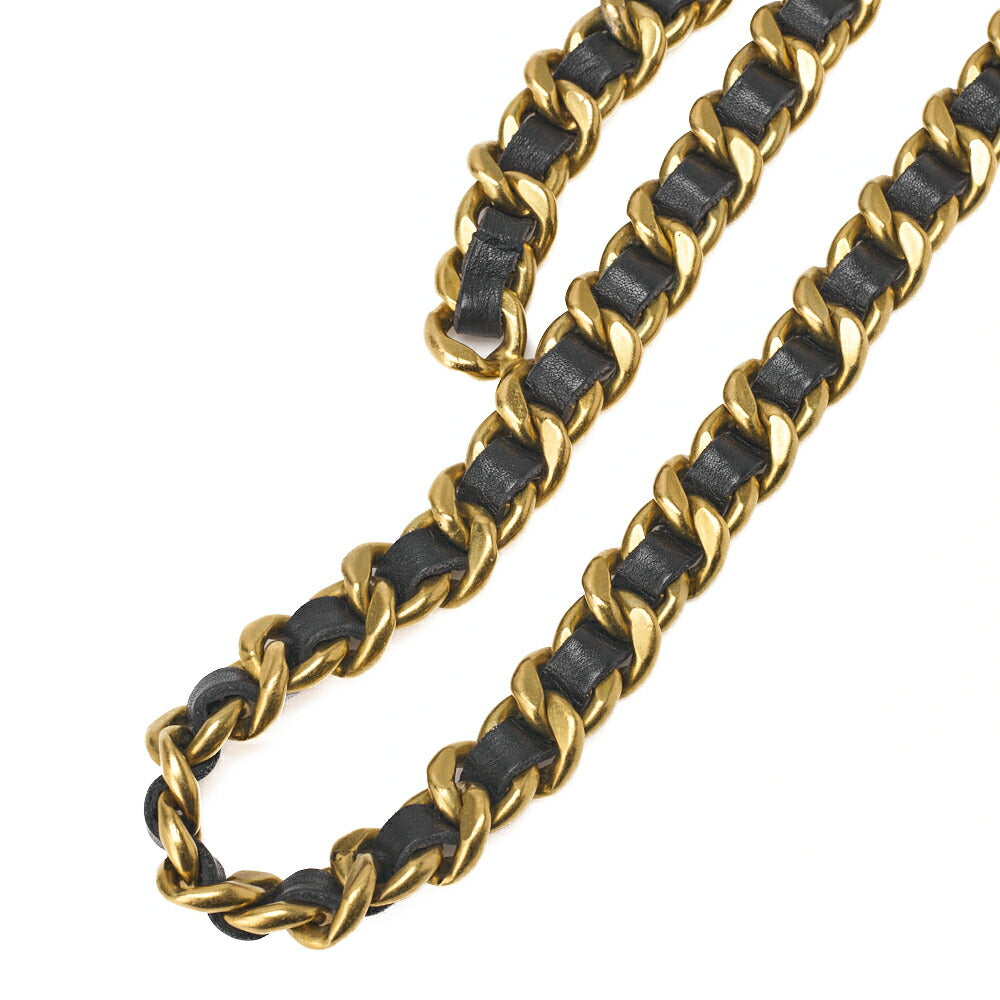 Chanel Chain Belt, Coco Mark, Gold Plated Leather, Black, Gold-Tone Hardware, Pre-Owned - Vintage La Charme