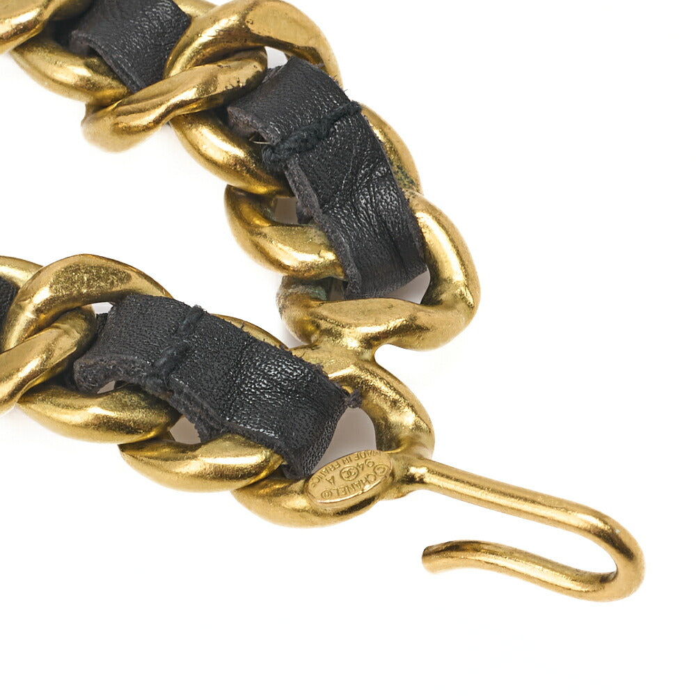 Chanel Chain Belt, Coco Mark, Gold Plated Leather, Black, Gold-Tone Hardware, Pre-Owned - Vintage La Charme