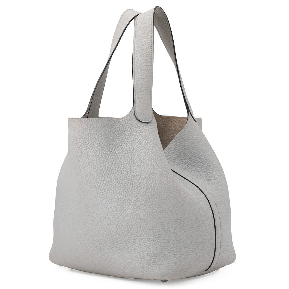 HERMES Picotin Rock MM Handbag Tryon Clemence Blue Pale Silver-Tone Hardware Pre-Owned - Vintage La Charme