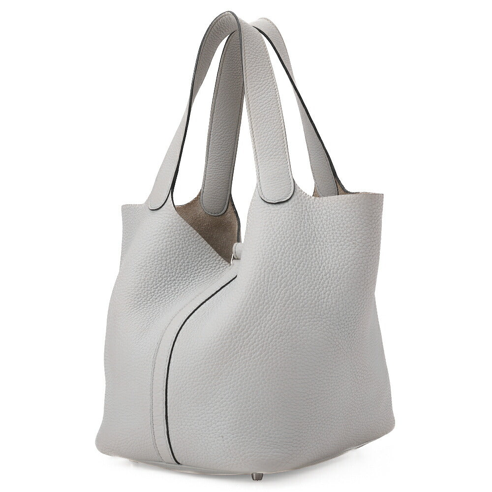 HERMES Picotin Rock MM Handbag Tryon Clemence Blue Pale Silver-Tone Hardware Pre-Owned - Vintage La Charme