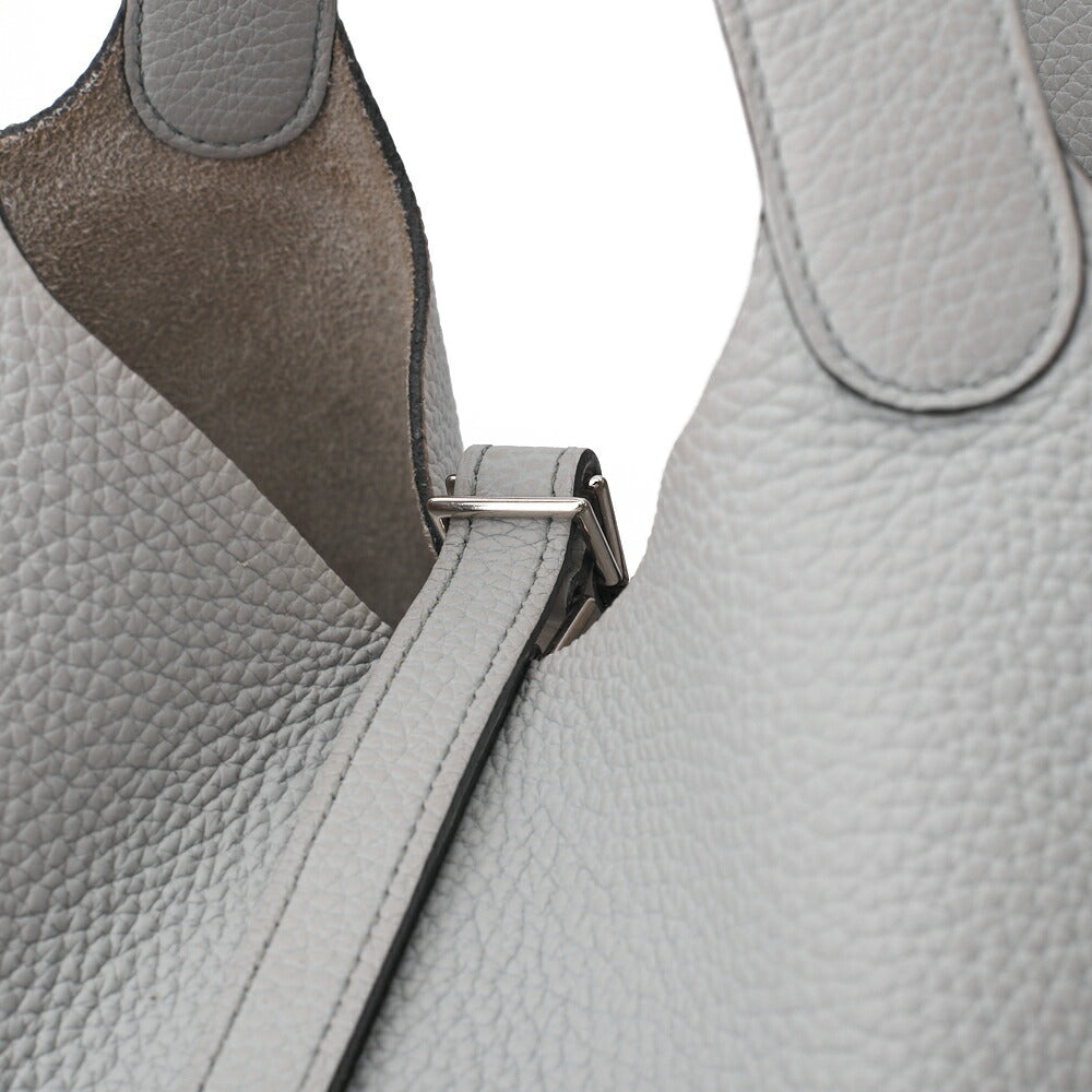 HERMES Picotin Rock MM Handbag Tryon Clemence Blue Pale Silver-Tone Hardware Pre-Owned - Vintage La Charme