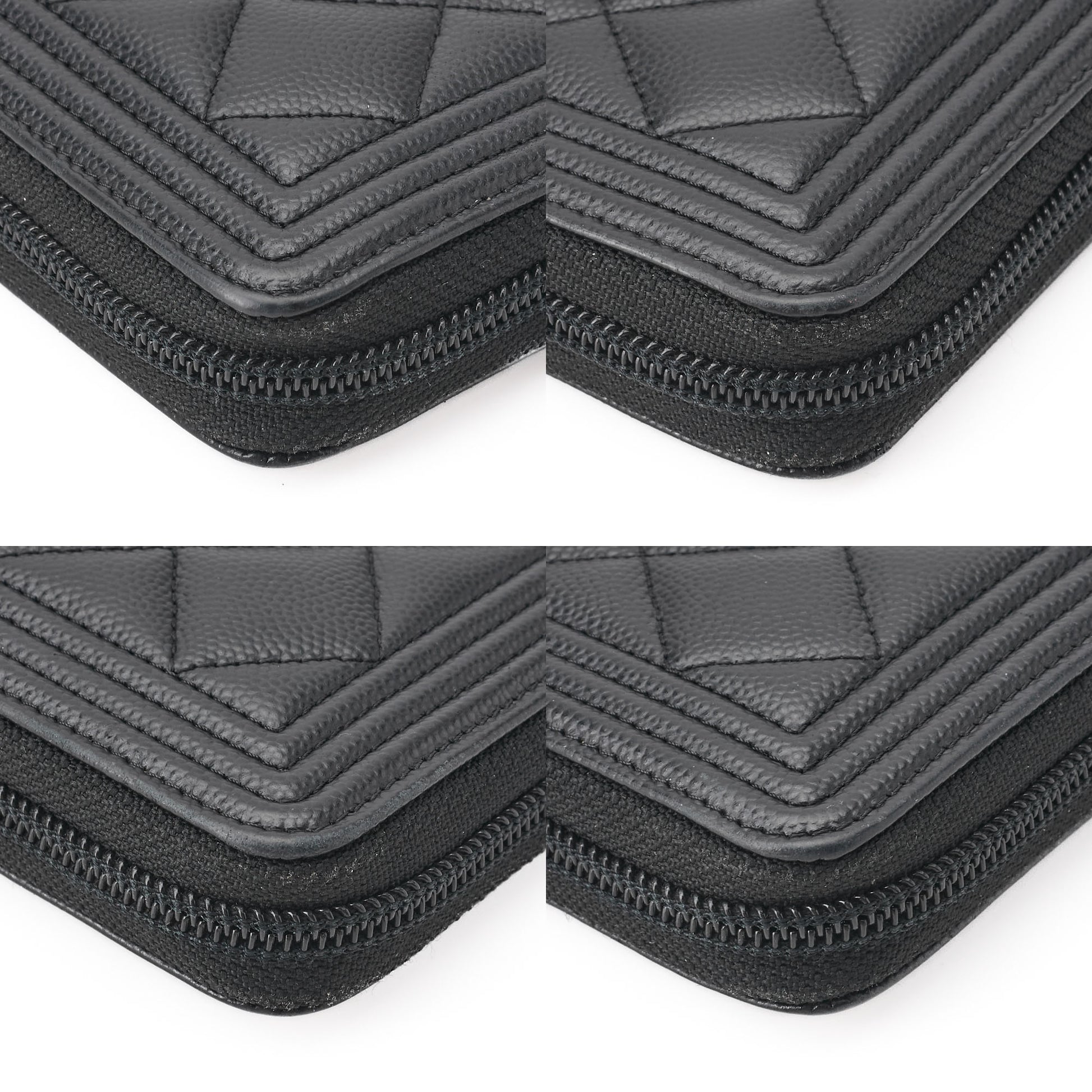 CHANEL Boy Chanel Matelasse Round Long Wallet Caviar Skin Black Gold-Tone Hardware Pre-Owned - Vintage La Charme