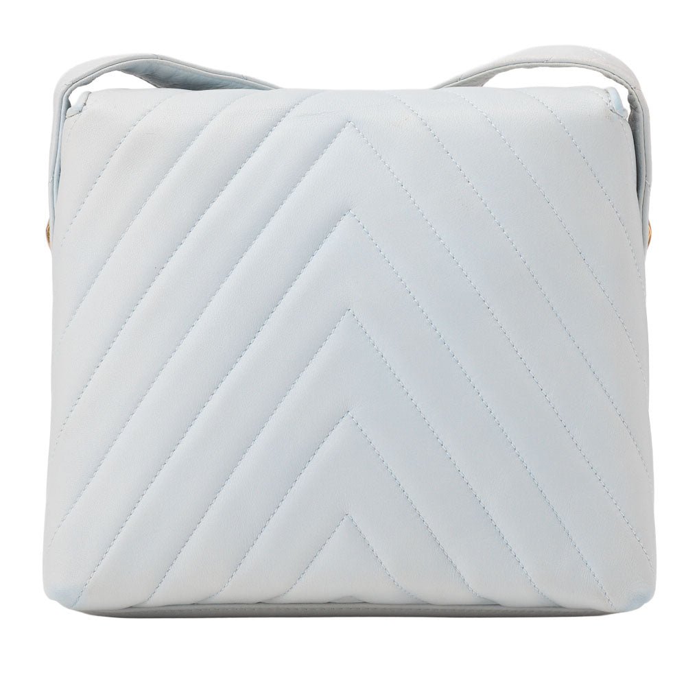 CHANEL Shoulder Bag V-Stitch Coco Mark Lambskin Light Blue Gold-Tone Hardware Pre-Owned - Vintage La Charme