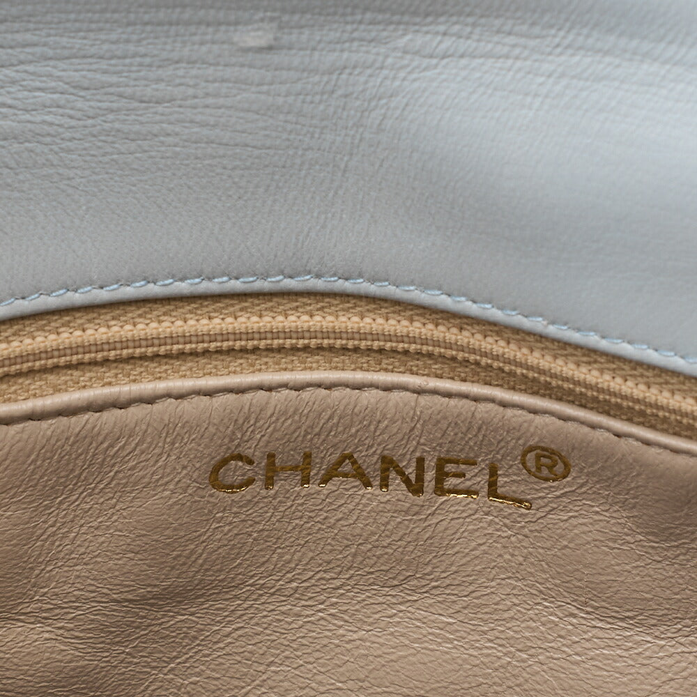 CHANEL Shoulder Bag V-Stitch Coco Mark Lambskin Light Blue Gold-Tone Hardware Pre-Owned - Vintage La Charme