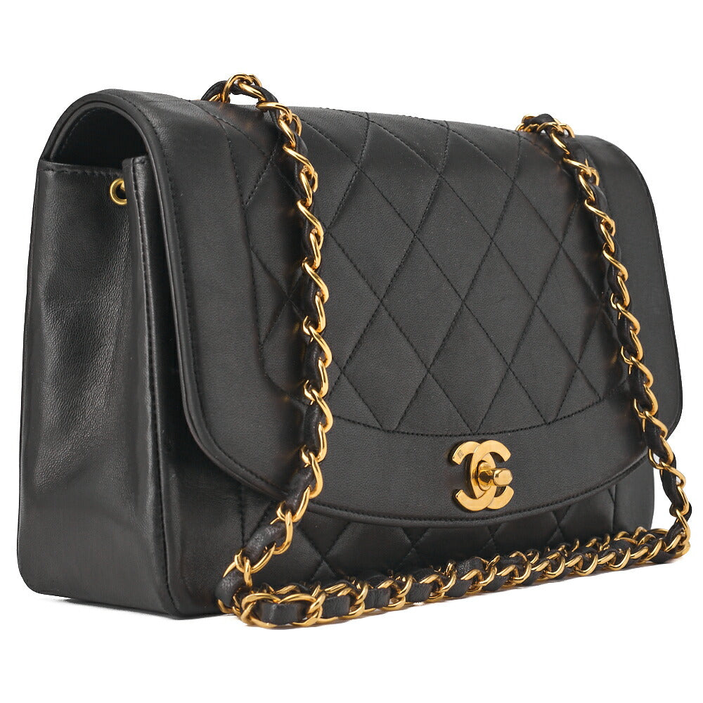 CHANEL Shoulder Bag, Matelasse, Lambskin, Black, Gold-Tone Hardware, Pre-Owned - Vintage La Charme