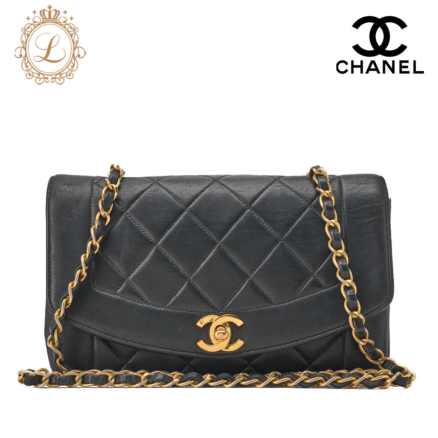 CHANEL Chain Shoulder Bag Matelasse Lambskin Black Gold-Tone Hardware Pre-Owned - Vintage La Charme