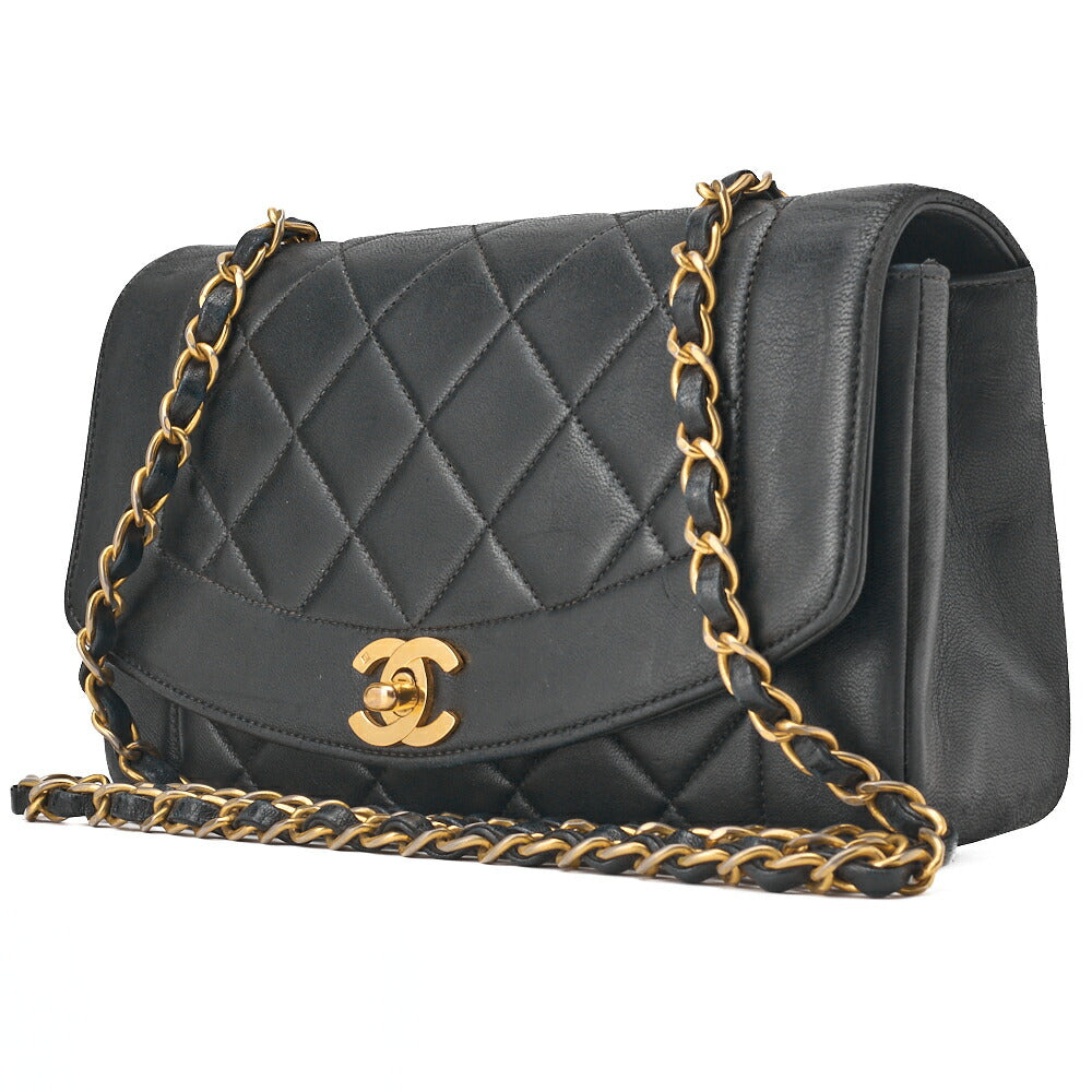 CHANEL Chain Shoulder Bag Matelasse Lambskin Black Gold-Tone Hardware Pre-Owned - Vintage La Charme