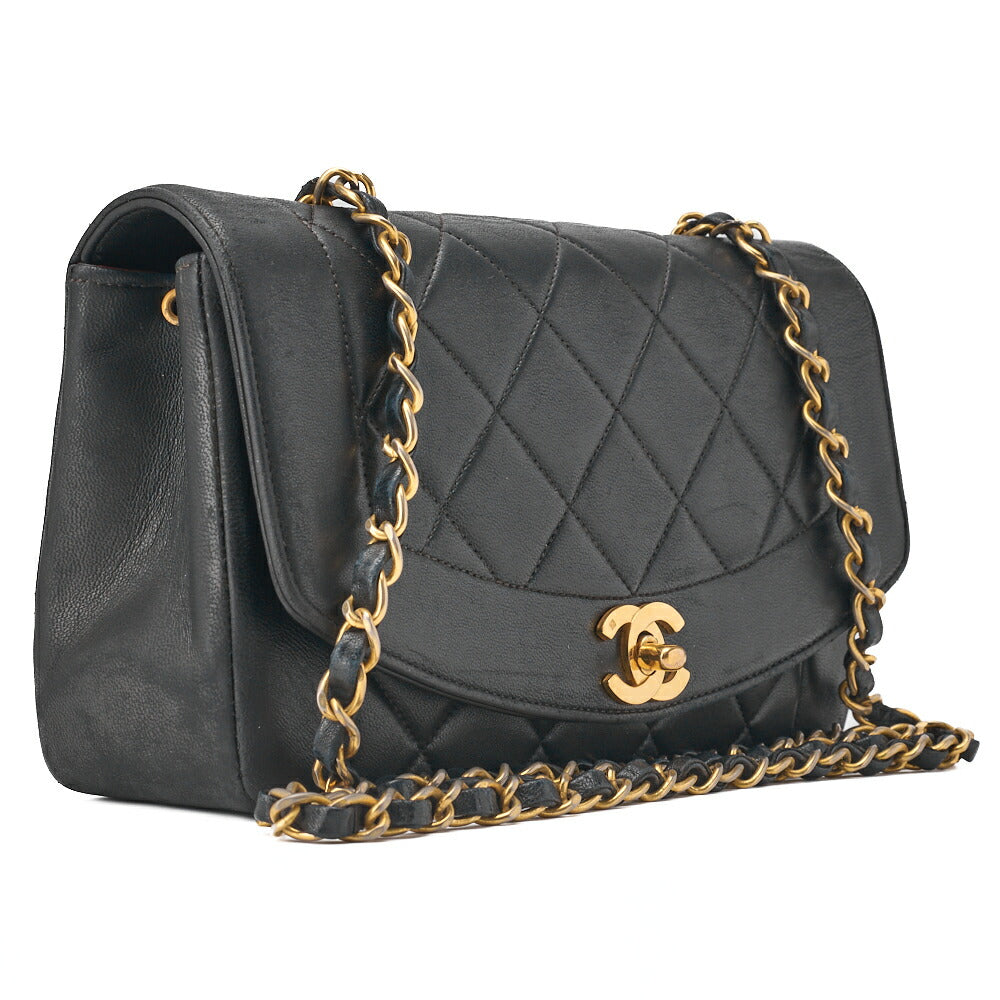 CHANEL Chain Shoulder Bag Matelasse Lambskin Black Gold-Tone Hardware Pre-Owned - Vintage La Charme