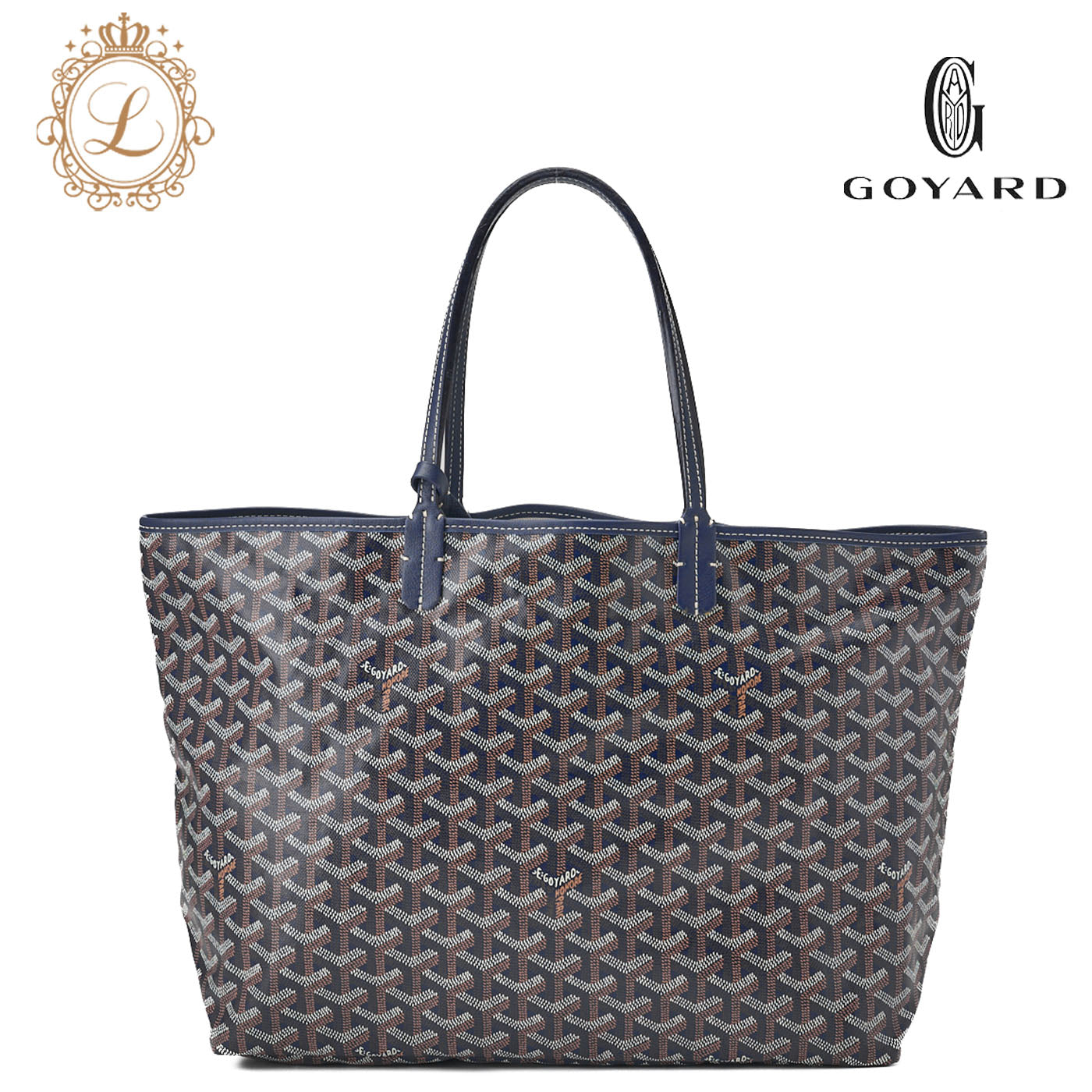 Goyard Saint Louis PM Tote Bag Coating Canvas Navy Silver-Tone Hardware Pre-Owned - Vintage La Charme