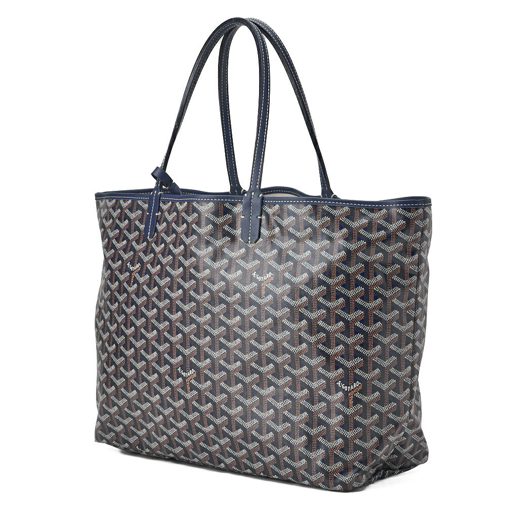 Goyard Saint Louis PM Tote Bag Coating Canvas Navy Silver-Tone Hardware Pre-Owned - Vintage La Charme