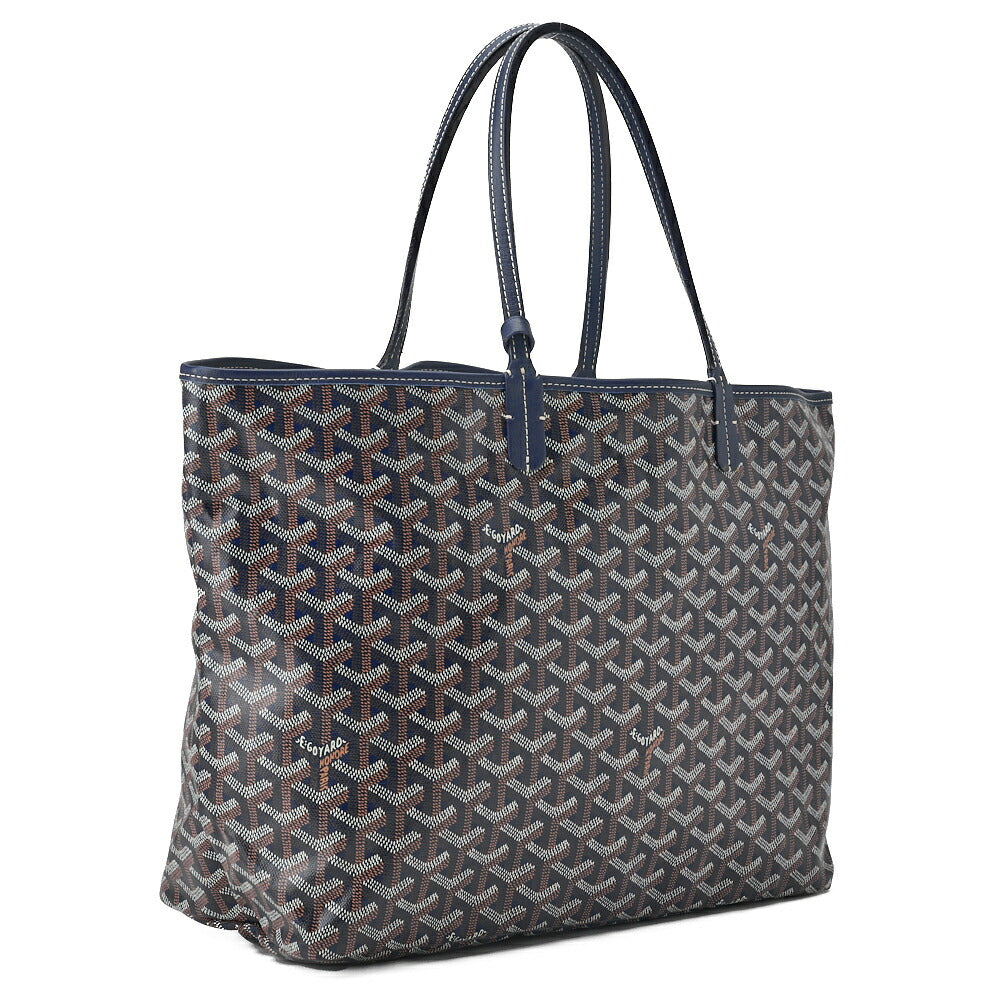 Goyard Saint Louis PM Tote Bag Coating Canvas Navy Silver-Tone Hardware Pre-Owned - Vintage La Charme