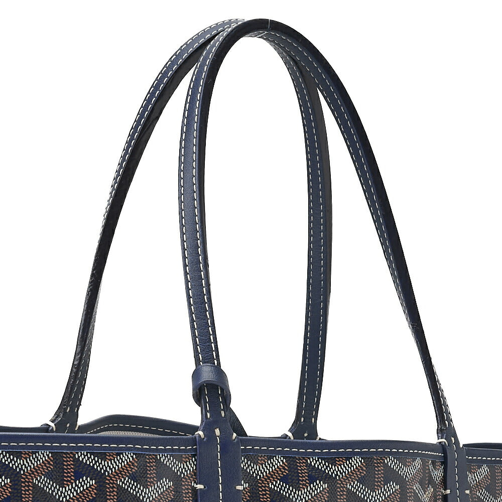 Goyard Saint Louis PM Tote Bag Coating Canvas Navy Silver-Tone Hardware Pre-Owned - Vintage La Charme