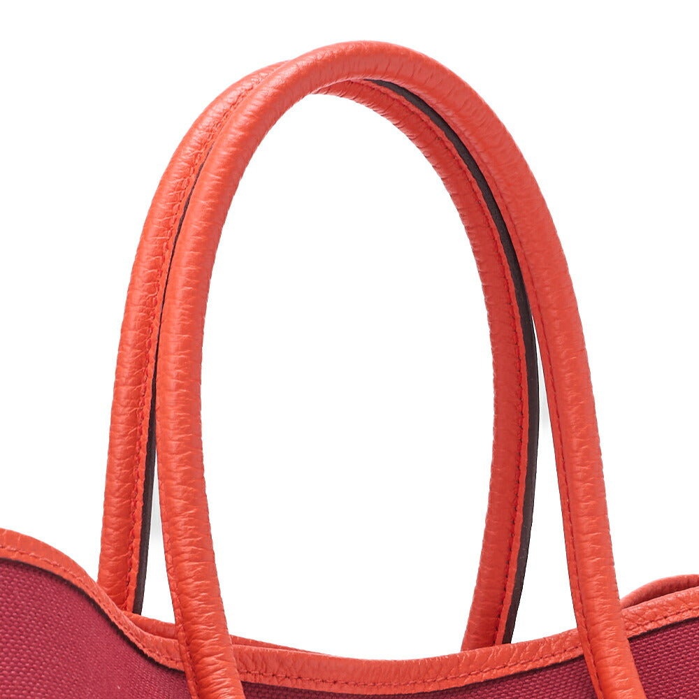 HERMES Garden Party TPM Tote Bag Toile Officer Rouge Grenat Silver-Tone Hardware Pre-Owned - Vintage La Charme