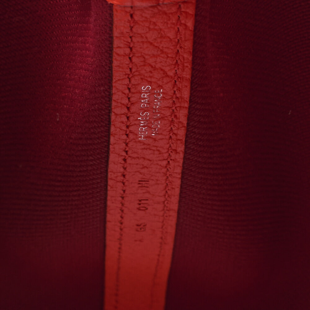 HERMES Garden Party TPM Tote Bag Toile Officer Rouge Grenat Silver-Tone Hardware Pre-Owned - Vintage La Charme