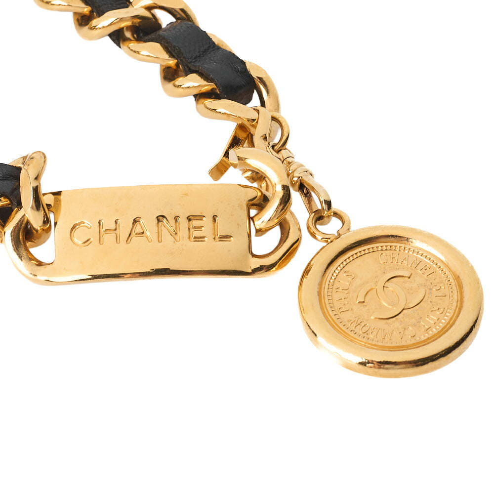 CHANEL Chain Belt, Coco Mark Medallion Charm, GP Leather, Black, Gold-Tone Hardware, Pre-Owned - Vintage La Charme