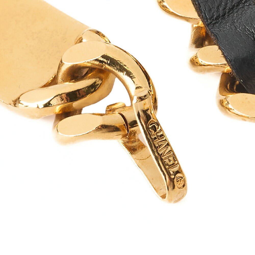 CHANEL Chain Belt, Coco Mark Medallion Charm, GP Leather, Black, Gold-Tone Hardware, Pre-Owned - Vintage La Charme