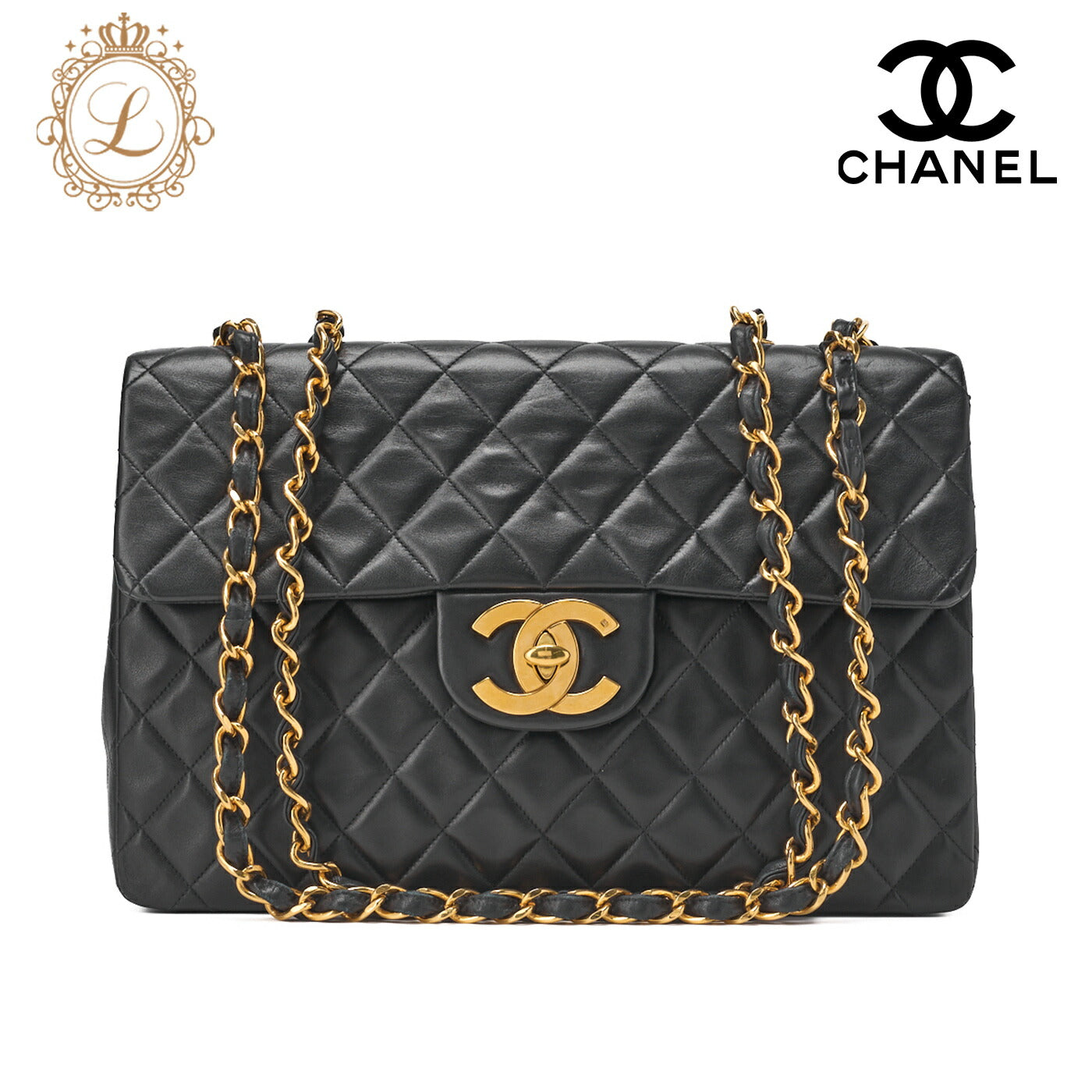 CHANEL Chain Shoulder Bag Big Matelasse Lambskin Black Gold-Tone Hardware Pre-Owned - Vintage La Charme