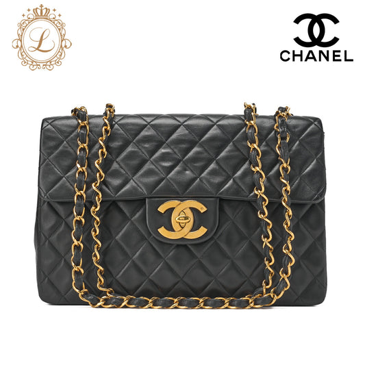 CHANEL Chain Shoulder Bag Big Matelasse Lambskin Black Gold-Tone Hardware Pre-Owned - Vintage La Charme