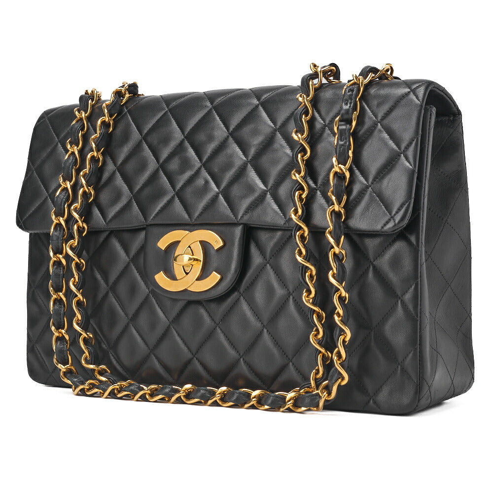 CHANEL Chain Shoulder Bag Big Matelasse Lambskin Black Gold-Tone Hardware Pre-Owned - Vintage La Charme