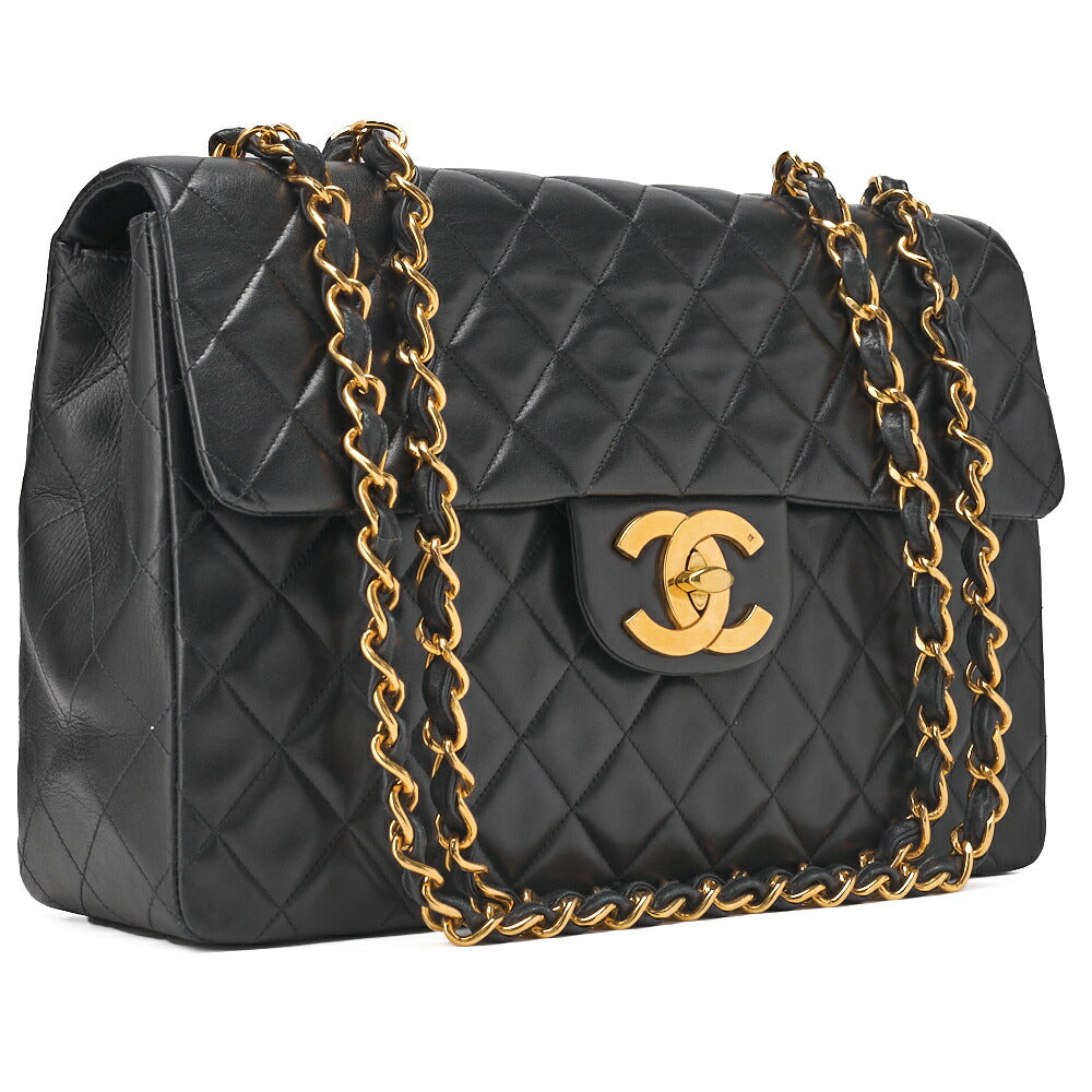 CHANEL Chain Shoulder Bag Big Matelasse Lambskin Black Gold-Tone Hardware Pre-Owned - Vintage La Charme