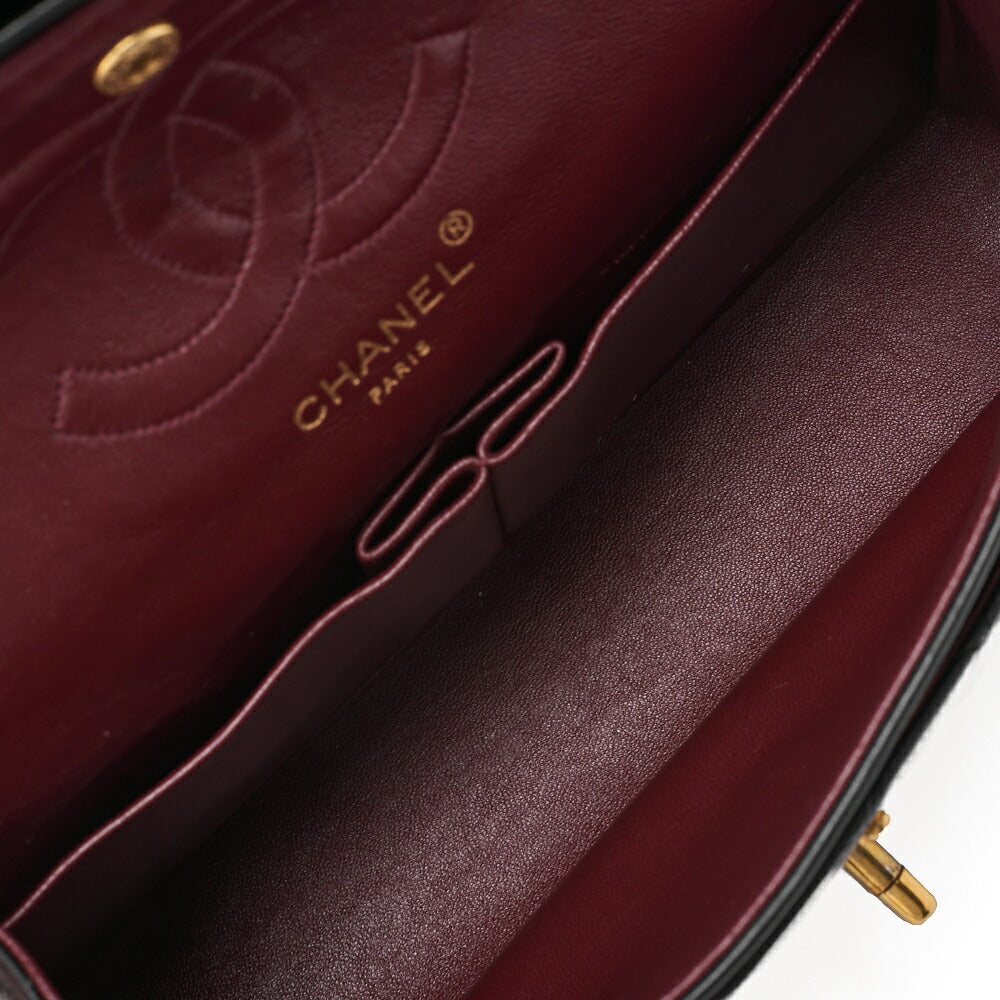 CHANEL Shoulder Bag, Matelasse Wave Flap Double Flap, Lambskin, Black, Gold-Tone Hardware, Pre-Owned - Vintage La Charme