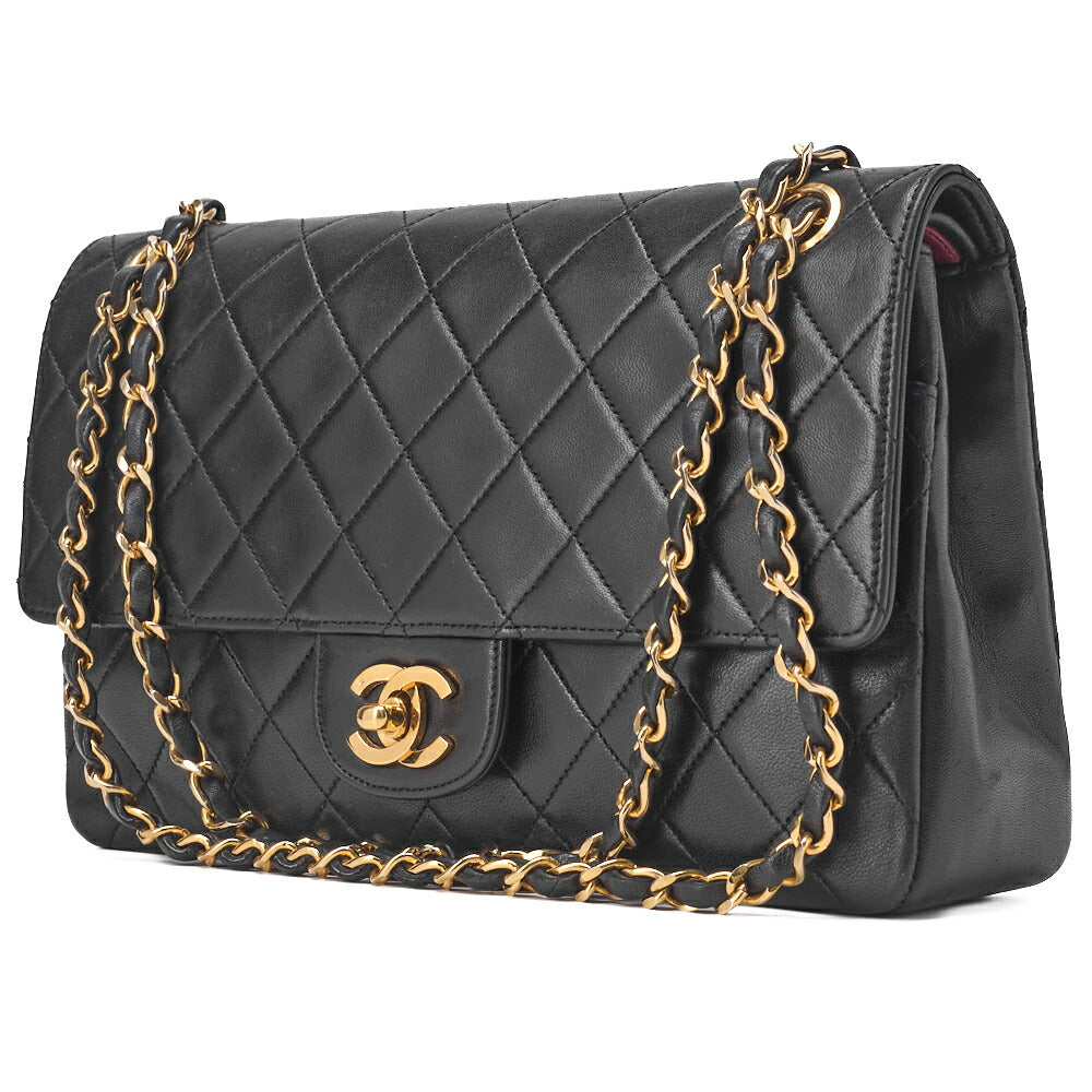 CHANEL Chain Shoulder Bag, Matelasse, Lambskin, Black, Gold-Tone Hardware, Pre-Owned - Vintage La Charme